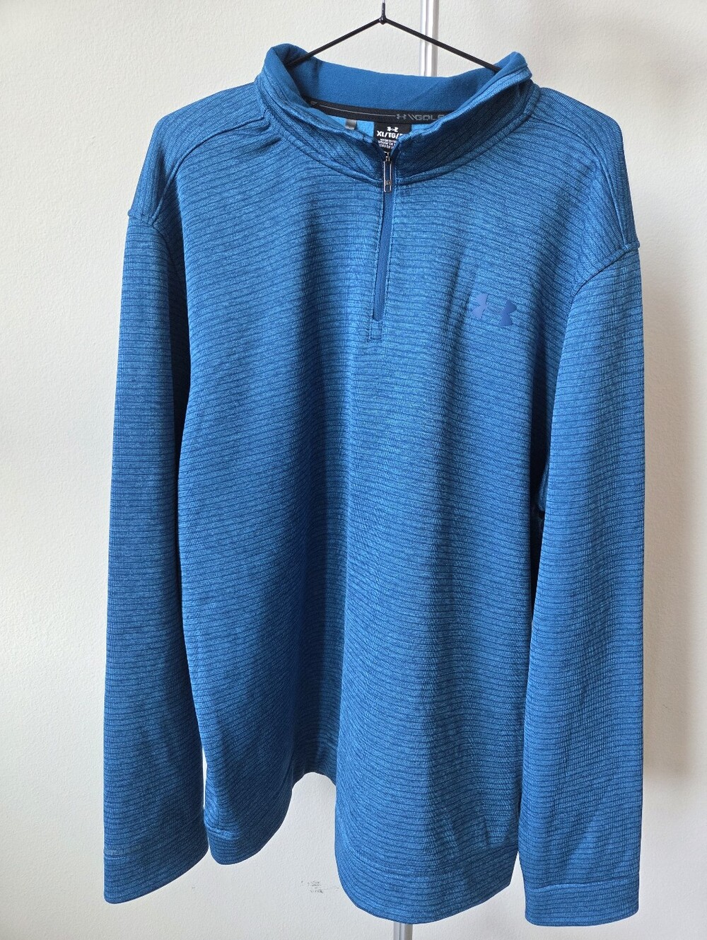 Under Armour Golf UA Storm 1/4 Zip Pullover Men XL Blue Textured Sweater